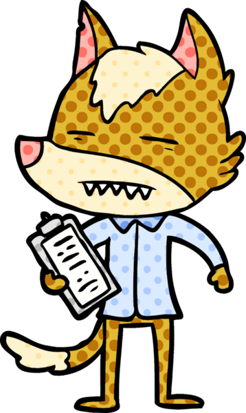 Bir insan tarafından çizilmiş dişleri gösteren bir ofis kurdu.