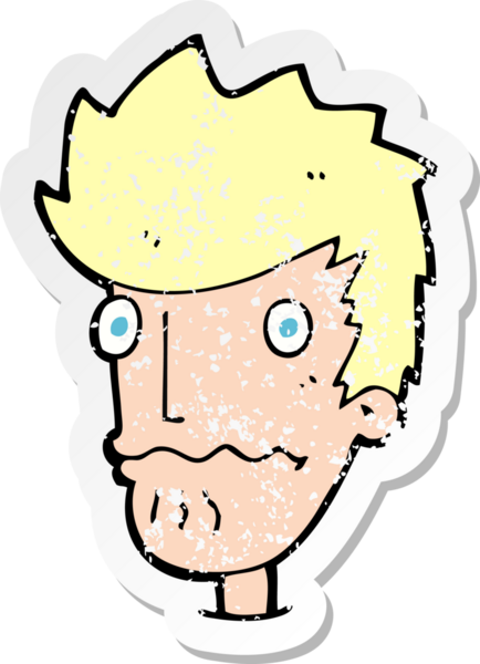 Bir insan tarafından çizilmiş, gerilmiş, karikatürlü bir adamın gerilmiş retro yapıştırması.