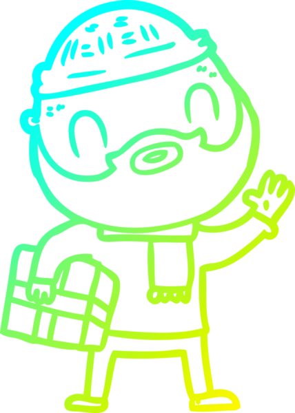 Bir insan tarafından çizilmiş sakallı bir karikatür çizimi.