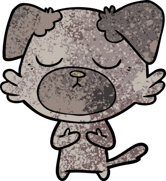 Bir insan tarafından çizilmiş şirin bir çizgi film köpeği.