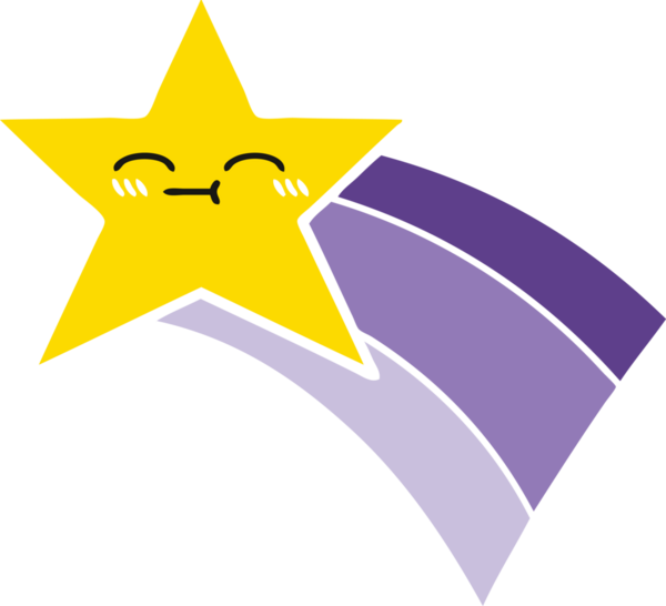 Bir insan tarafından çizilmiş gökkuşağı yıldızının düz renkli retro karikatürü