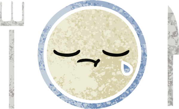 Bir insan tarafından çizilmiş yemek tabağının retro çizim tarzı karikatürü.