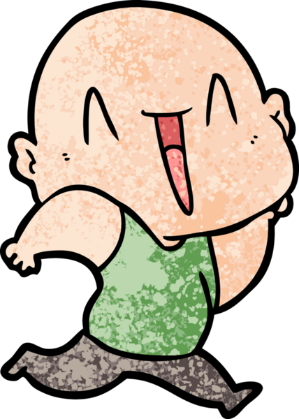 Bir insan tarafından çizilmiş mutlu, kel adam.