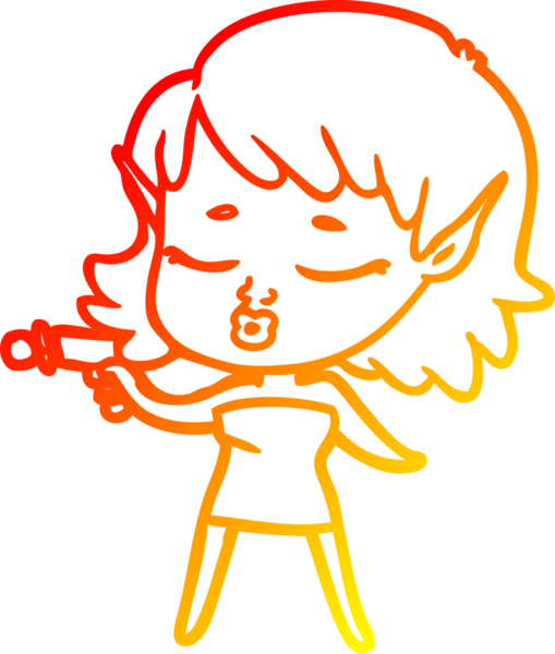 Bir insan tarafından çizilmiş ışın tabancalı güzel bir uzaylı kız çizimi.