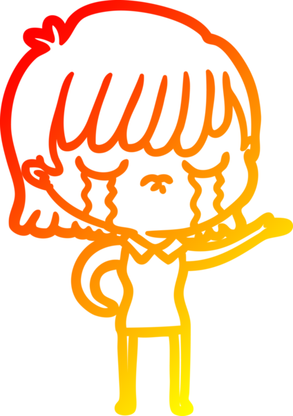 Bir insan tarafından çizilmiş, ağlayan bir çizgi kadın çizimi.