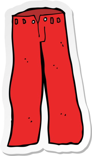 Bir insan tarafından çizilmiş kırmızı pantolonun çıkartması.