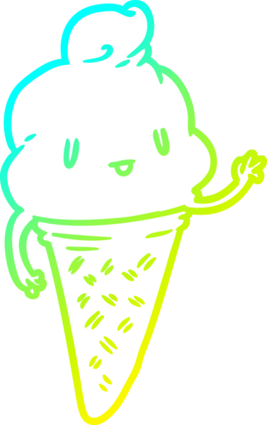 Bir insan tarafından çizilmiş dondurmanın soğuk gradyan çizgisi.