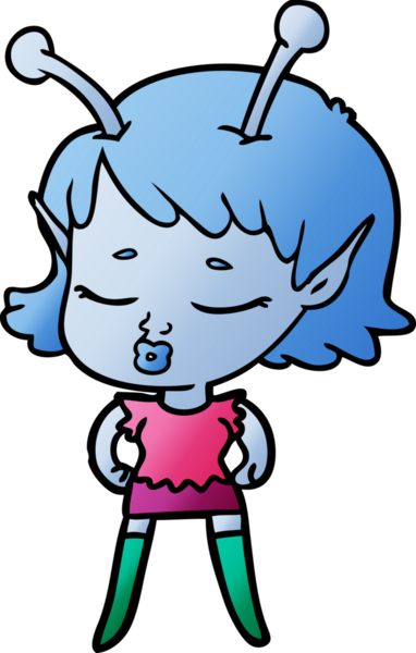 Bir insan tarafından çizilmiş sevimli uzaylı kız çizgi filmi.