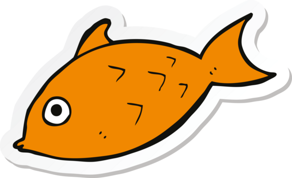 Bir insan tarafından çizilmiş karikatür balığının çıkartması.