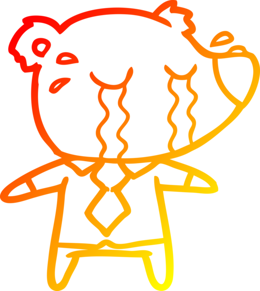 Bir insan tarafından çizilmiş gömleğin içinde ağlayan ayının sıcak çizgi çizimi.