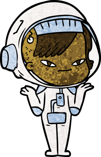 Bir insan tarafından çizilmiş astronot kadın.