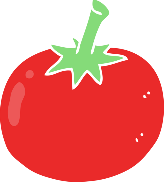 Bir insan tarafından çizilmiş domatesin düz renk çizimi