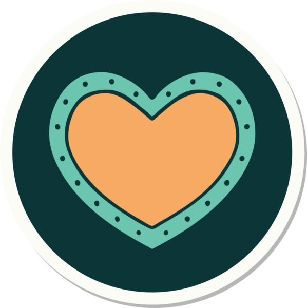 Bir insan tarafından çizilmiş geleneksel bir kalp şeklinde dövme çıkartması.