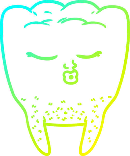 Bir insan tarafından çizilmiş bir çizgi film dişinin soğuk gradyan çizimi.