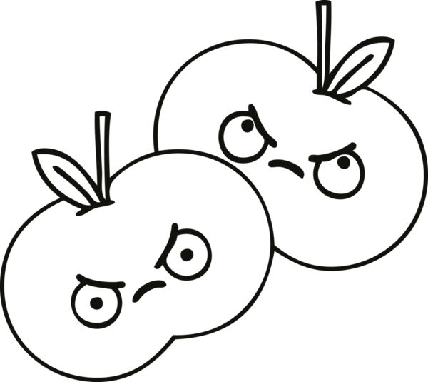 Bir insan tarafından çizilmiş sulu bir elmanın çizgi çizimi