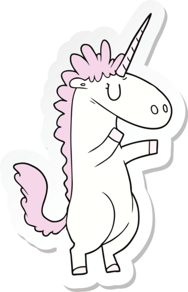 Bir insan tarafından çizilmiş tek boynuzlu atın çıkartması.