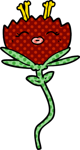 Bir insan tarafından çizilmiş mutlu karikatür çiçeği.