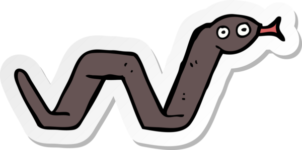 Bir insan tarafından çizilmiş komik çizgi film yılanının çıkartması.