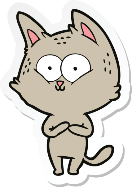 Bir insan tarafından çizilmiş çizgi film kedisinin çıkartması.