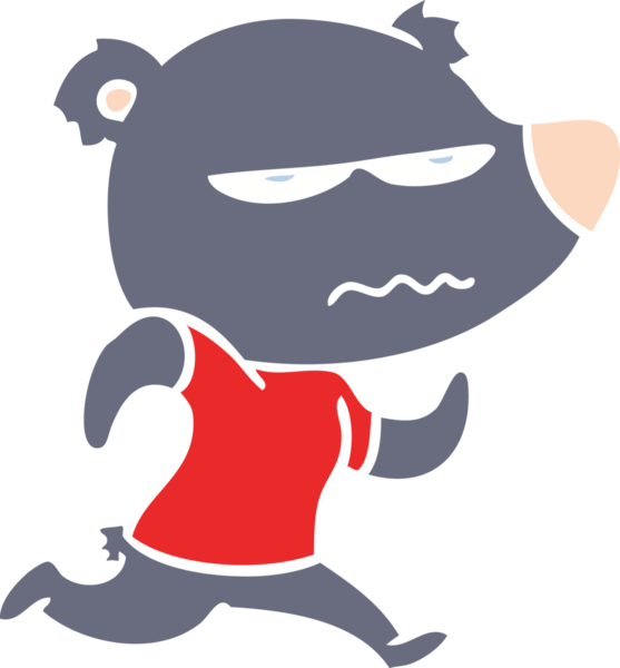 Bir insan tarafından çizilmiş düz renkli çizgi film ayısı