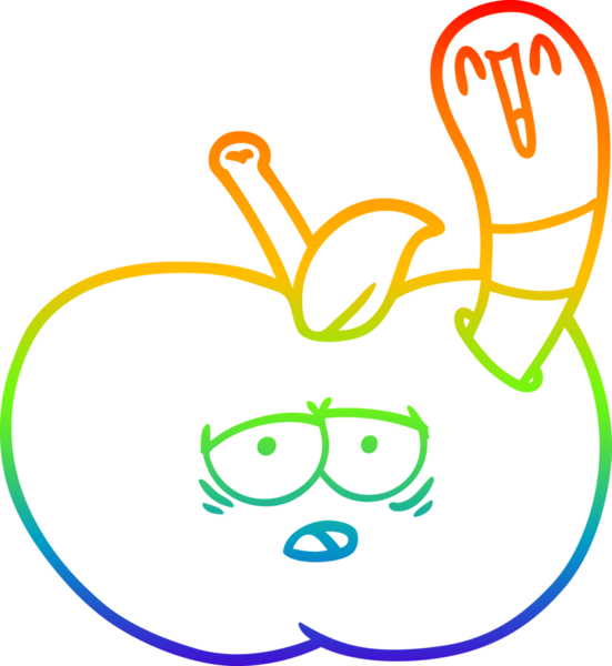 gökkuşağı gradyan çizgi çizimi bir insan tarafından çizilmiş elmalı bir solucan