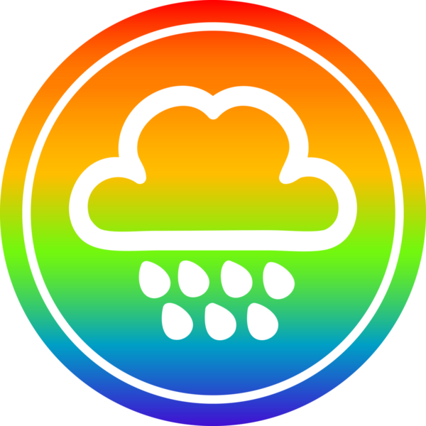 Gökkuşağı gradyan bir insan tarafından çizilmiş yağmur bulutu dairesel simgesi