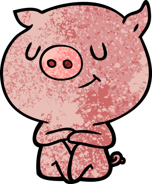 Bir insan tarafından çizilmiş mutlu çizgi film domuzu.