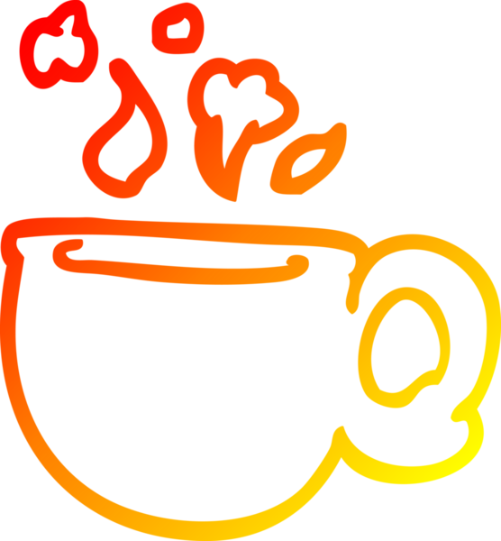 Bir insan tarafından çizilmiş bir buhar bardağının sıcak çizgi çizimi