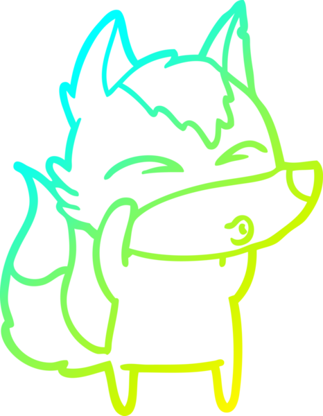 Bir insan tarafından çizilmiş bir kurt çizgi filminin soğuk gradyan çizimi