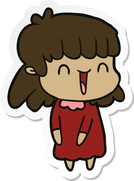 Bir insan tarafından çizilmiş bir karikatür kadının çıkartması.