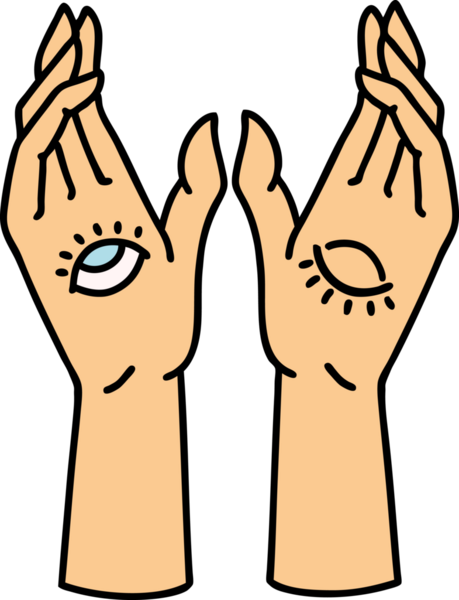 Bir insan tarafından çizilmiş geleneksel mistik el dövmesi.