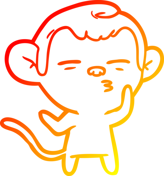 Bir insan tarafından çizilmiş şüpheli bir maymunun sıcak çizgi çizimi