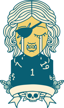 Retro Dövme Tarzı Ağlayan Ork Haydut Karakteri Bir insan tarafından çizilmiş doğal bir rulo