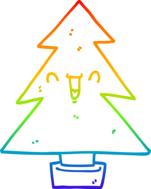 gökkuşağı gradyan çizgisi bir insan tarafından çizilmiş bir karikatür noel ağacı