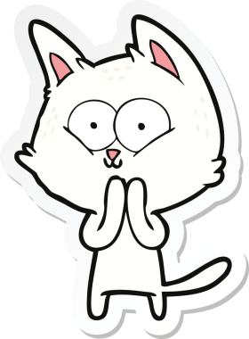 Bir insan tarafından çizilmiş çizgi film kedisinin çıkartması.