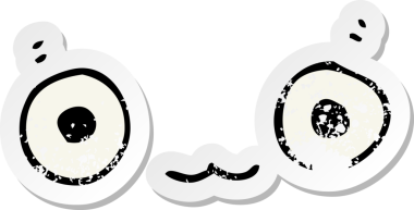 Bir insan tarafından çizilmiş şirin bir çizgi film karakterinin sıkıntılı çıkartması.