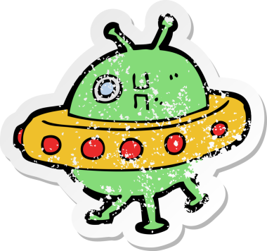 Bir insan tarafından çizilmiş bir UFO 'nun gerilimli yapıştırması.