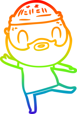 Gökkuşağı gradyan çizgi çizimi bir insan tarafından çizilmiş sakallı bir adamın