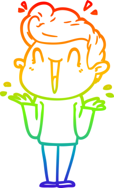 Gökkuşağı gradyanı çizimi bir insan tarafından çizilmiş heyecanlı bir çizgi film