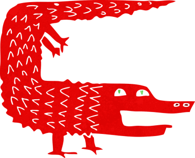 Bir insan tarafından çizilmiş timsah çizgi filmi.