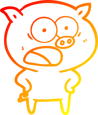 Bir insan tarafından çizilmiş bağıran çizgi film domuzu çizimi.