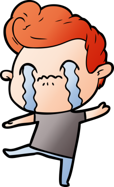 Bir insan tarafından çizilmiş ağlayan çizgi film adamı.