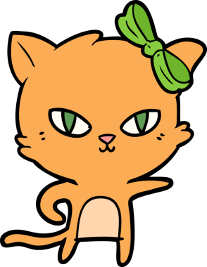 Bir insan tarafından çizilmiş sevimli çizgi film kedisi.