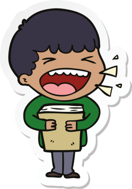 Bir insan tarafından çizilmiş bir karikatür çıkartması.