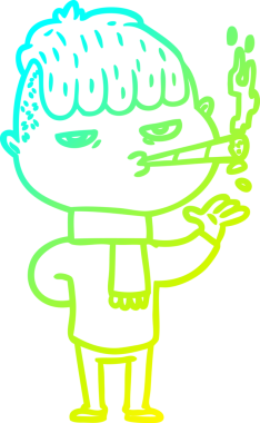 Bir insan tarafından çizilmiş sigara içen bir çizgi film karakteri çizimi