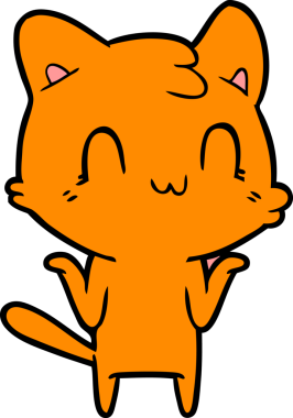 Bir insan tarafından çizilmiş mutlu bir kedi.