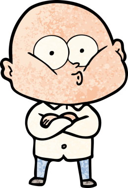 Bir insan tarafından çizilmiş kel bir adam.