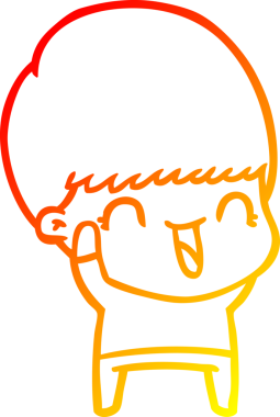 Bir insan tarafından çizilmiş mutlu çizgi film çocuğu çizimi.