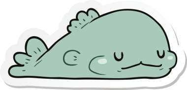 Bir insan tarafından çizilmiş karikatür balığının çıkartması.