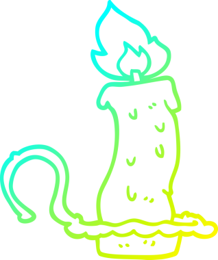 Bir insan tarafından çizilmiş cadılar bayramı mumu yanan bir çizgi film çizimi.